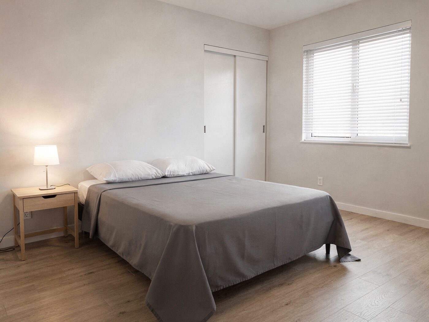 Bedroom in a one bedroom apartment