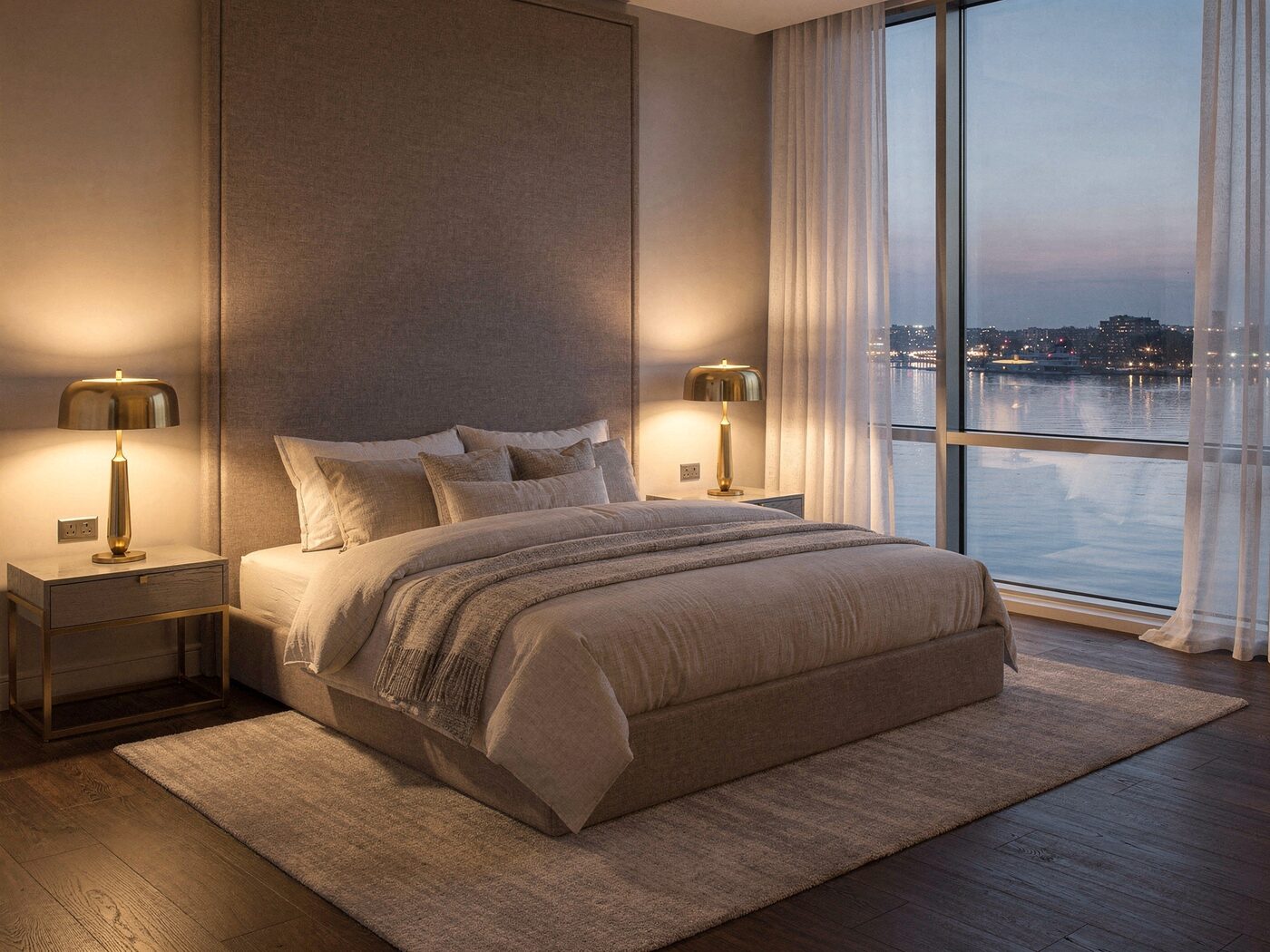 Primary bedroom with river view