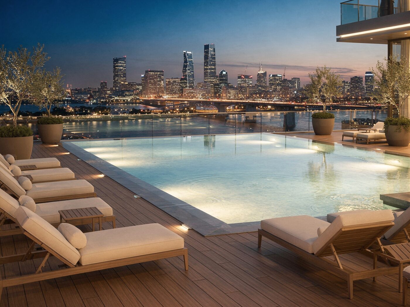 Rooftop infinity pool and sun terrace
