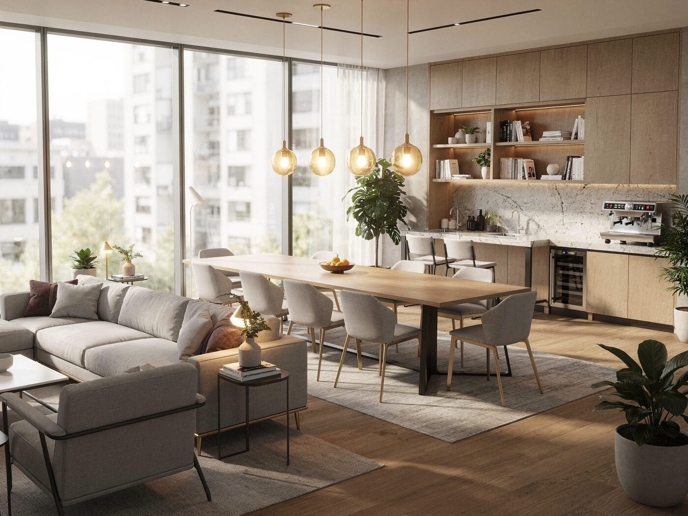Resident clubroom and coworking lounge